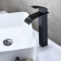 Mitigeur de lavabo cascade haut de gamme, design moderne avec tuyau d'eau chaude et froide, robinet monocommande monté sur le pont