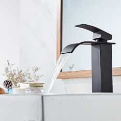 Mitigeur de lavabo cascade haut de gamme, design moderne avec tuyau d'eau chaude et froide, robinet monocommande monté sur le pont