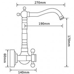 Mitigeurs d'évier de salle de bain traditionnels noirs, design rétro rotatif à 360 °, idéal pour cuisine, lavabo et baignoire