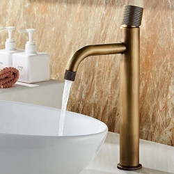 Robinet mitigeur évier de salle de bain à bouton unique, design vintage avec tuyau d'eau chaude et froide, robinet monocommande