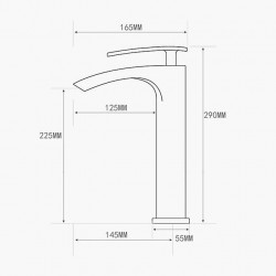 Robinet de lavabo cascade haut de gamme, design moderne avec tuyau d'eau chaude et froide, robinet monotrou monté sur le pont