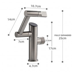 Robinet de lavabo multifonction avec affichage numérique, design moderne en laiton avec robinet rotatif