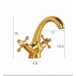 Robinet de lavabo cascade en laiton antique avec interrupteur chaud et froid, design élégant à un trou