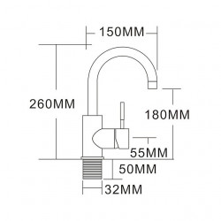 Robinet d'évier de salle de bain en acier inoxydable brossé, design élégant à un trou réglable pour eau froide et chaude