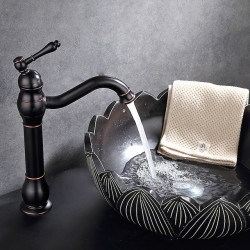 Robinet de lavabo de salle de bain avec poignée unique, design varié avec finition en or rose/noir/or brossé/laiton/nickel...