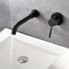 Robinet de lavabo noir mat en laiton, design contemporain, installation murale, pour eau froide et chaude