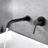 Robinet de lavabo noir mat en laiton, design contemporain, installation murale, pour eau froide et chaude