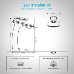 Robinet de lavabo cascade avec tuyau d'alimentation, design à poignée unique, pour eau chaude et froide, commercial