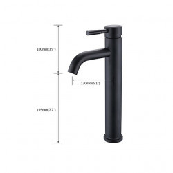 Robinet de lavabo de salle de bain central noir mat à poignée unique, design en acier inoxydable réglable pour eau froide et chaude