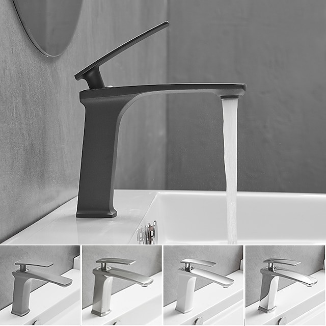 Robinet de lavabo de salle de bain classique avec cascade en nickel brossé, finitions galvanisées et peintes, centerset mitigeur monotrou pour salle de bain en laiton