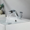 Robinet mélangeur de cascade pour évier de salle de bain, monocommande monobloc, montage sur pont en laiton avec tuyau d'eau chaude et froide