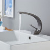 Mitigeur lavabo monobloc à un trou, avec flexible eau chaude et froide, disponibles en chrome, bronze huilé, brossé, doré, et noir