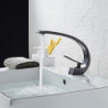 Mitigeur lavabo monobloc à un trou, avec flexible eau chaude et froide, disponibles en chrome, bronze huilé, brossé, doré, et noir