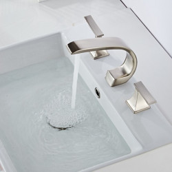 Robinet de lavabo de salle de bain répandu en bronze huilé/nickel brossé/galvanisé, mélangeurs trois trous pour robinets de bain