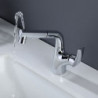 Robinet de lavabo de salle de bain rotatif/extractible en chrome/galvanisé/peint, centerset mitigeur monotrou pour salle de bain