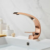 Robinet de lavabo de salle de bain en laiton or rose en forme de coude, ensemble central à un trou pour eau froide et chaude