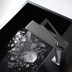 Robinet de salle de bain, mitigeur de lavabo de style ferme en chrome/noir/gris/or