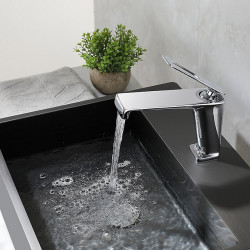 Robinet de salle de bain, mitigeur de lavabo de style ferme en chrome/noir/gris/or